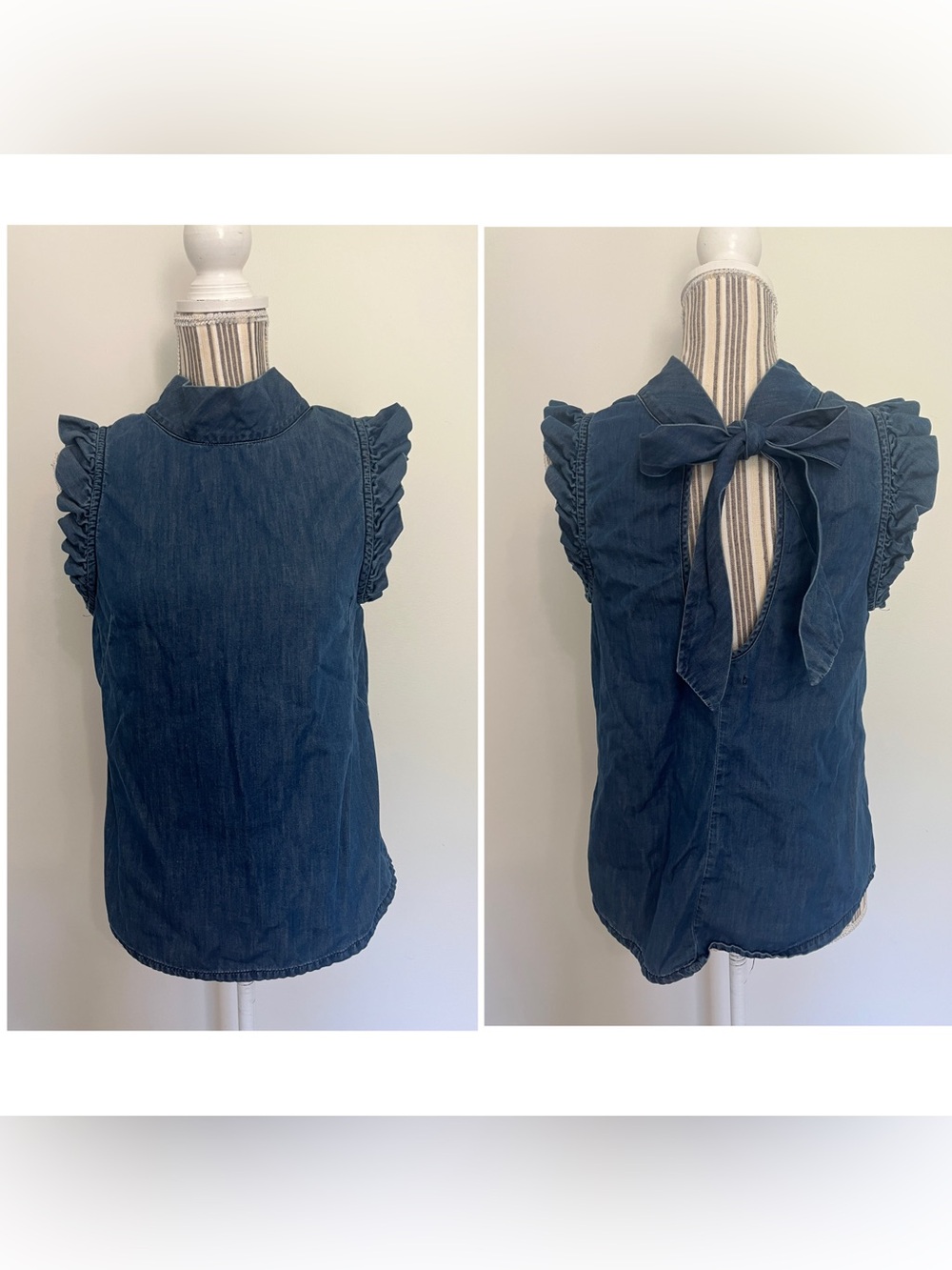 GAP Dark Blue Denim Ruffle Sleeve Camisole